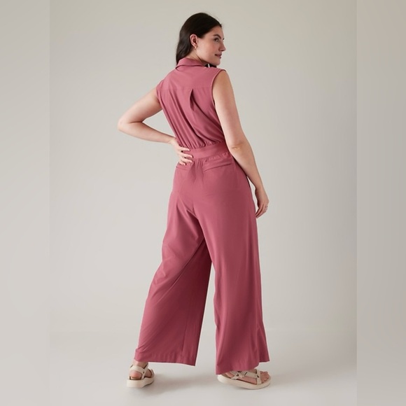ATHLETA Brooklyn Heights Wide Leg Jumpsuit Berry Rose Pink - Picture 4 of 14